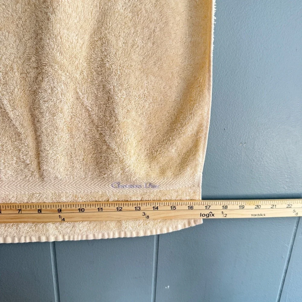 Vtg Christian Dior Linge‎ de Maison Guest Towel Set 2 Buttercream Yellow Cotton